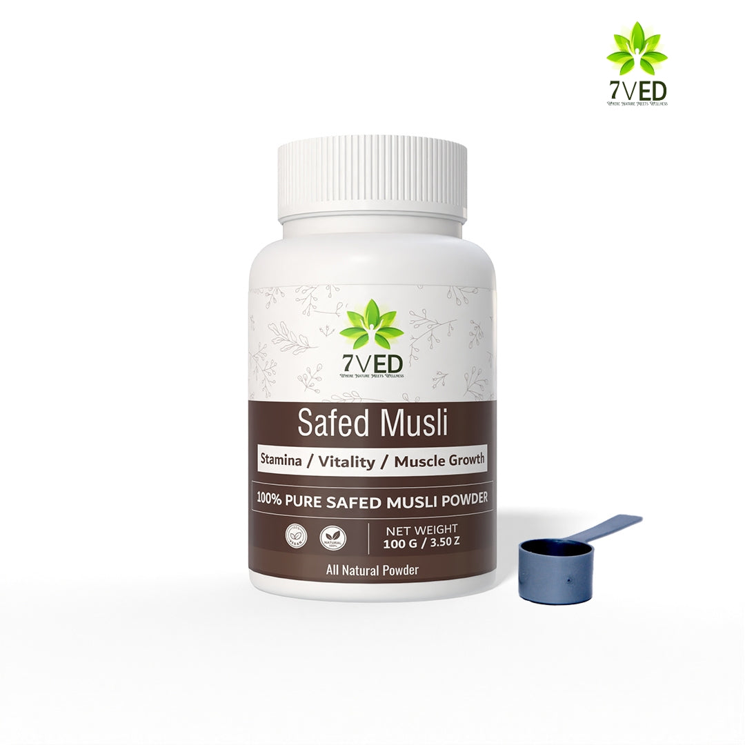 7VED Safed Musli Powder – 100g | Pure Chlorophytum Borivilianum | Ayurvedic Strength & Vitality Booster | Supports Immunity, Energy & Reproductive Health | No Additives