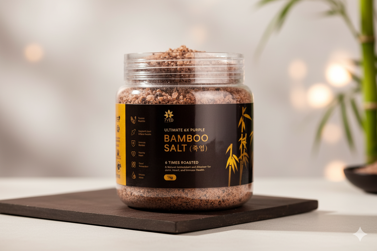 7VED Bamboo Salt, 1kg – Antioxidant, Anti-inflammatory, Supports Joint & Bone Health, Heart Health, Immune Booster, Detoxifier, Alkalizing Effect